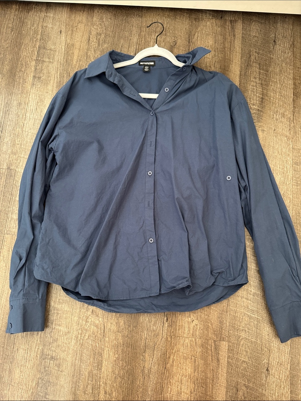 Dark Blue Button-Front Shirt